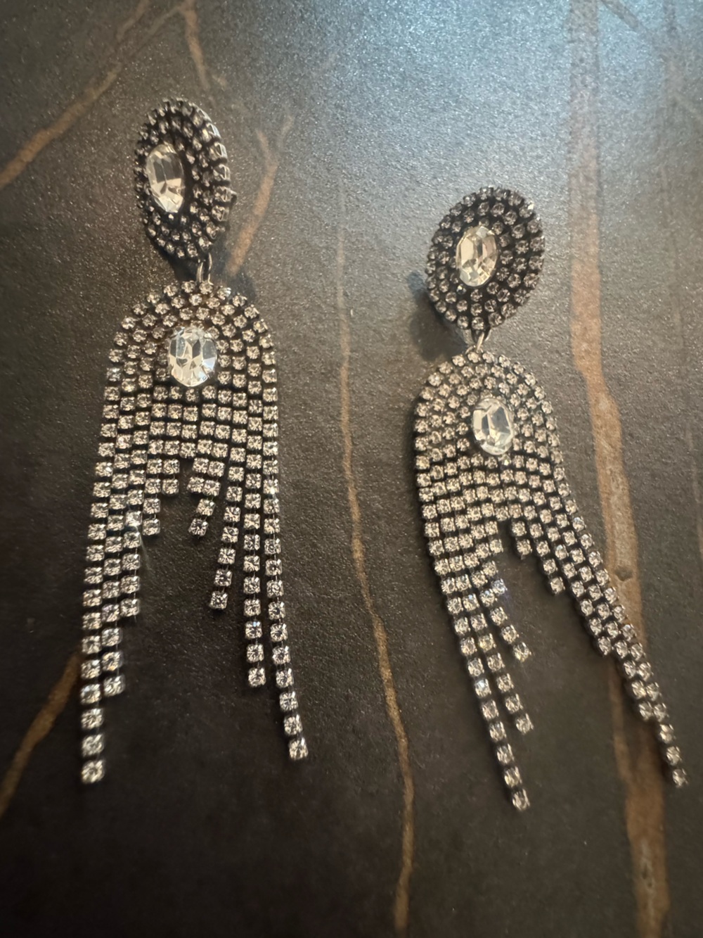 DANNIJO Crystal Rhinestone Fringe Chandelier Statement Earrings